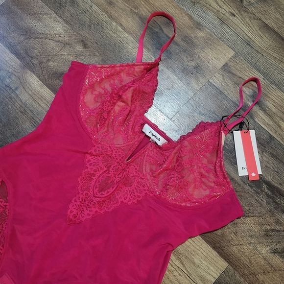 Popilush Pink Lace Shapewear Tummy Control Corset Bodysuit Size 2XL - Picture 6 of 11